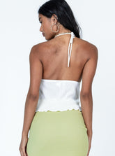 Neckholder-Crop-Top mit Bindeband hinten und Rüschensaum